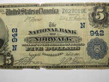 Load image into Gallery viewer, $5 1902 Norwalk Connecticut CT National Currency Bank Note Bill Ch. #942 RARE