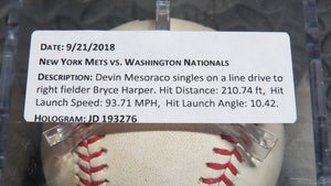 2018 Devin Mesoraco New York Mets Game Used Baseball! 1B Hit! Last Career Single