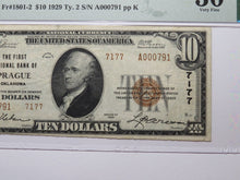 Load image into Gallery viewer, $10 1929 Prague Oklahoma OK National Currency Bank Note Bill Ch #7177 VF30 PMG