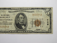 Load image into Gallery viewer, $5 1929 Indianapolis Indiana IN National Currency Bank Note Bill Ch. #869 FINE+