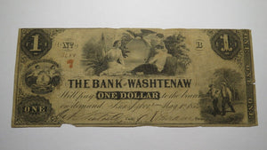 $1 1854 Ann Arbor Michigan MI Obsolete Currency Bank Note Bill Bank of Washtenaw