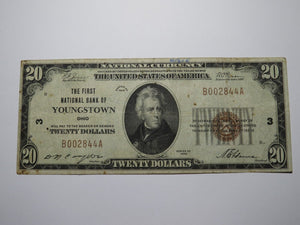 $20 1929 Youngstown Ohio OH National Currency Bank Note Bill Charter #3 FINE