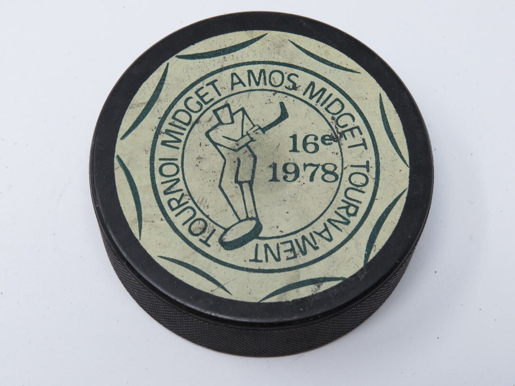 1978 Vintage Tournoi Midget Amos Midget Tournament Game Used Hockey Puck