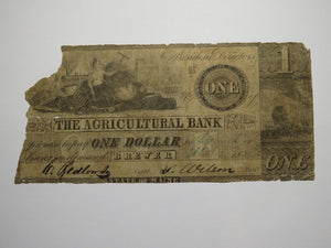 $1 1853 Brewer Maine ME Obsolete Currency Bank Note Bill The Agricultural Bank