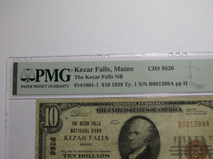 $10 1929 Kezar Falls Maine National Currency Bank Note Bill Ch. #9826 VF20 PMG