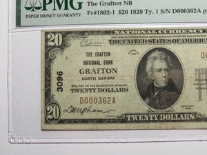 $20 1929 Grafton North Dakota ND National Currency Bank Note Bill Ch. #3096 VF25