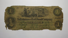 Load image into Gallery viewer, $1 1860 Tallahassee Florida Obsolete Currency Bank Note Bill Rail Road Company