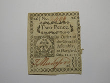 Load image into Gallery viewer, 1777 Two Pence Hartford Connecticut CT White Paper Colonial Currency Note Bill