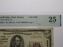 Load image into Gallery viewer, $5 1929 Woodbridge New Jersey NJ National Currency Bank Note Bill Ch #8299 VF25