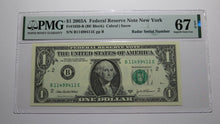 Load image into Gallery viewer, $1 2003 Radar Serial Number Federal Reserve Currency Bank Note Bill PMG UNC67EPQ