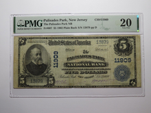 Load image into Gallery viewer, $5 1902 Palisades Park New Jersey NJ National Currency Bank Note Bill 11909 VF20