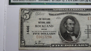 $5 1929 Rockland Maine ME National Currency Bank Note Bill Ch. #1446 VF30 PMG