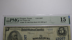 $5 1902 Teague Texas TX National Currency Bank Note Bill Charter #13067 F15 PMG