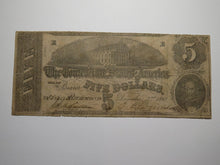 Load image into Gallery viewer, $5 1862 Richmond Virginia VA Confederate Currency Bank Note Bill RARE T53 VG