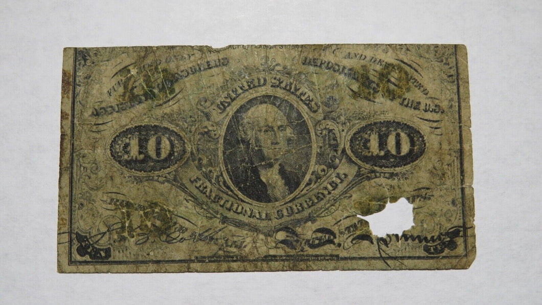 1863 $.10 Second Issue Fractional Currency Obsolete Bank Note Bill! 2nd RARE!