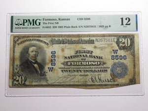 $20 1902 Formoso Kansas KS National Currency Bank Note Bill Ch. #8596 PMG F12