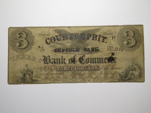 $5 1849 Boston Massachusetts MA Obsolete Currency Bank Note Bill Cochituate Bank