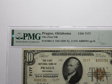 Load image into Gallery viewer, $10 1929 Prague Oklahoma OK National Currency Bank Note Bill Ch #7177 VF30 PMG