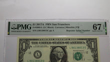 Load image into Gallery viewer, $1 2017 Repeater Serial Number Federal Reserve Currency Bank Note Bill PMG UNC67