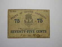 Load image into Gallery viewer, $.75 1863 Charleston South Carolina Obsolete Currency Bank Note State of SC!