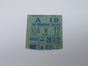 November 28, 1970 New York Rangers Bruins NHL Hockey Ticket Stub Bobby Orr Goal