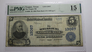 $5 1902 Teague Texas TX National Currency Bank Note Bill Charter #13067 F15 PMG