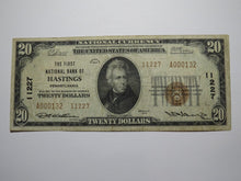 Load image into Gallery viewer, $20 1929 Hastings Pennsylvania PA National Currency Bank Note Bill #11227 FINE