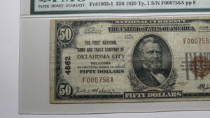 $50 1929 Oklahoma City Oklahoma OK National Currency Bank Note Bill Ch #4862 F15