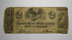 $2 1841 Bristol Pennsylvania PA Obsolete Currency Bank Note Bill! Bucks County