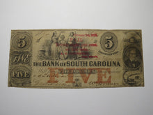 Load image into Gallery viewer, $5 1851 Charleston South Carolina Obsolete Currency Bank Note! Bank of SC