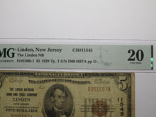 Load image into Gallery viewer, $5 1929 Linden New Jersey NJ National Currency Bank Note Bill Ch #11545 PMG VF20