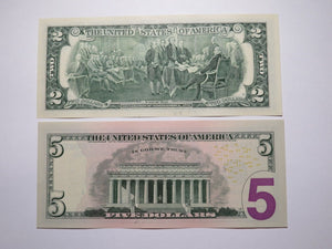 $2 2003 & $5 2021 Matching Radar Serial Numbers Federal Reserve Bank Note Bills