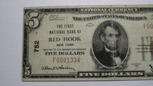 Load image into Gallery viewer, $5 1929 Red Hook New York NY National Currency Bank Note Bill Ch. #752 FINE