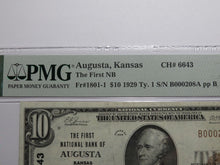 Load image into Gallery viewer, $10 1929 Augusta Kansas KS National Currency Bank Note Bill Ch. #6643 PMG VF30