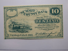 Load image into Gallery viewer, $.10 1862 Cuyahoga Falls Ohio OH Obsolete Currency Bank Note Bill Summit County