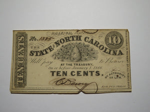 $.10 1862 Raleigh North Carolina Obsolete Currency Bank Note Bill NC State AU+