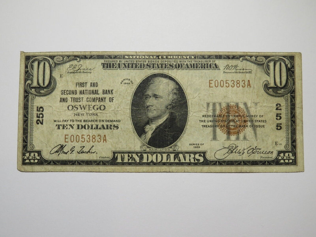 $10 1929 Oswego New York NY National Currency Bank Note Bill Charter #255 FINE