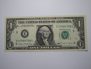 $1 1988 Repeater Serial Number Federal Reserve Currency Bank Note Bill UNC+ 4758