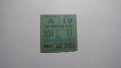 January 26, 1969 New York Rangers Vs. Montreal Canadiens NHL Hockey Ticket Stub!