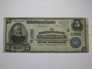 $5 1902 Derby Connecticut National Currency Bank Note Bill Ch. #1098 Birmingham