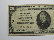 Load image into Gallery viewer, $20 1929 Milwaukee Wisconsin WI National Currency Bank Note Bill Ch. #64 FINE+