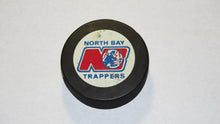 Load image into Gallery viewer, Vintage North Bay Trappers Game Used OHA Official Viceroy Hockey Puck Ontario