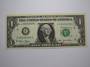 $1 2003 Near Solid Flipper Serial Number Federal Reserve Bank Note Bill 66666696