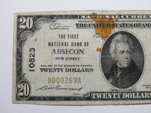 Load image into Gallery viewer, $20 1929 Absecon New Jersey NJ National Currency Bank Note Bill #10823 FINE