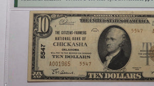 $10 1929 Chickasha Oklahoma OK National Currency Bank Note Bill #5547 VF35 PMG