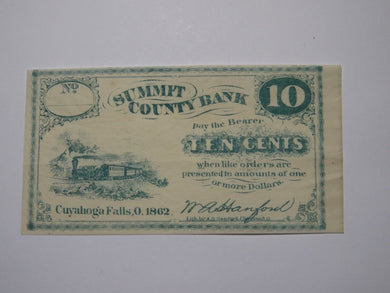 $.10 1862 Cuyahoga Falls Ohio OH Obsolete Currency Bank Note Bill Summit County