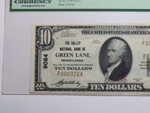 $10 1929 Green Lane Pennsylvania National Currency Bank Note Bill 9084 VF35 PCGS