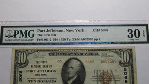 $10 1929 Port Jefferson New York NY National Currency Bank Note Bill #5068 VF30