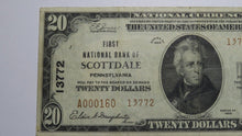 Load image into Gallery viewer, $20 1929 Scottdale Pennsylvania PA National Currency Bank Note Bill #13772 VF++