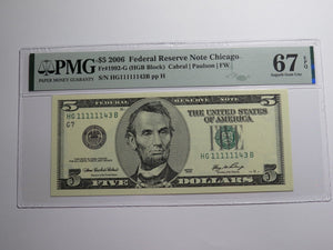 3 $5 1999-2006-2009 Matching Fancy Serial Numbers Federal Reserve Bank Note Bill